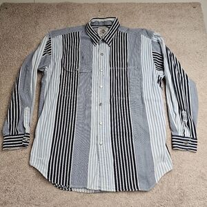 Vintage Banana Republic Safari & Travel Blue Multi Striped Button Down Shirt‎ XL